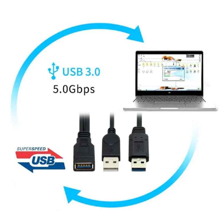 2 in 1 USB 3.0 Female to USB 2.0 + USB 3.0 Male Cable for Computer / Laptop, Length: 29cm