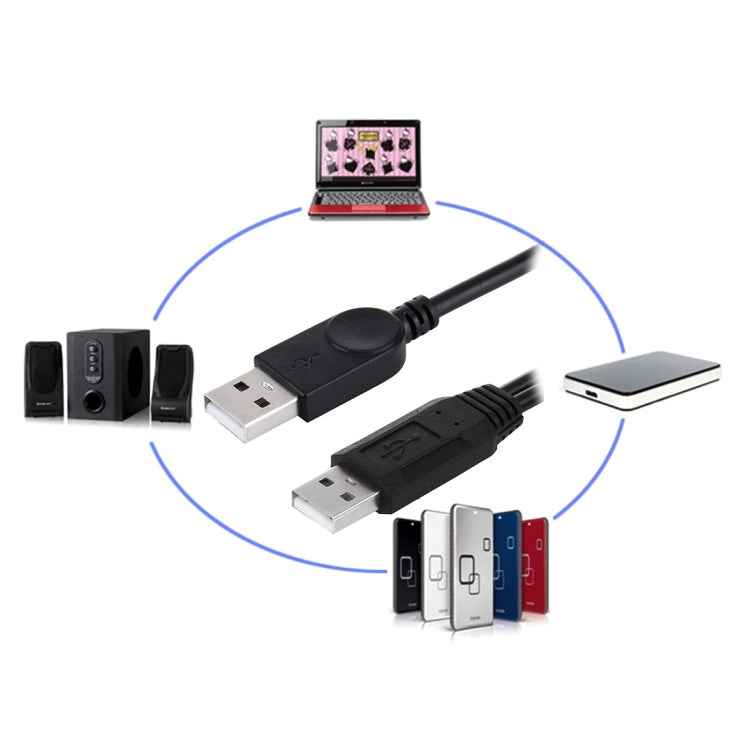 2 in 1 USB 2.0 Male to 2 Dual USB Male Cable for Computer / Laptop, Length: 50cm