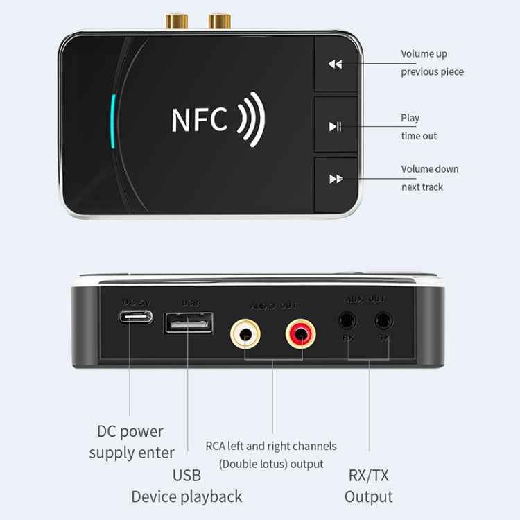 N100 NFC Desktop Bluetooth 5.0 Receiver & Transmitter Car Bluetooth Speaker Audio Adapter