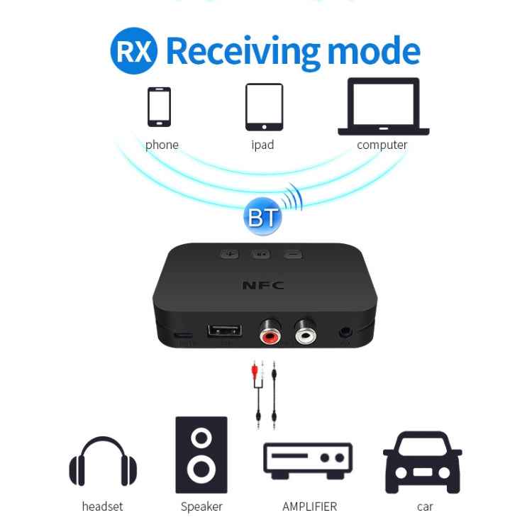 TI-800 NFC Desktop Bluetooth 5.0 Adapter Music Receiver for USB Drive Reads Bluetooth Speaker