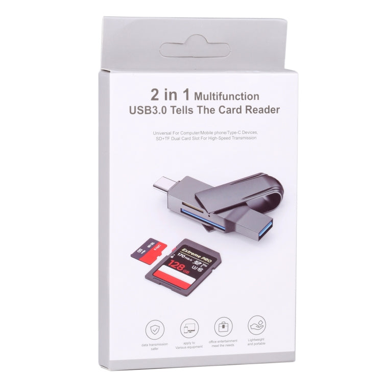 Lector de tarjetas multifunción 2 en 1 USB-C/Tipo-C a USB 3.0