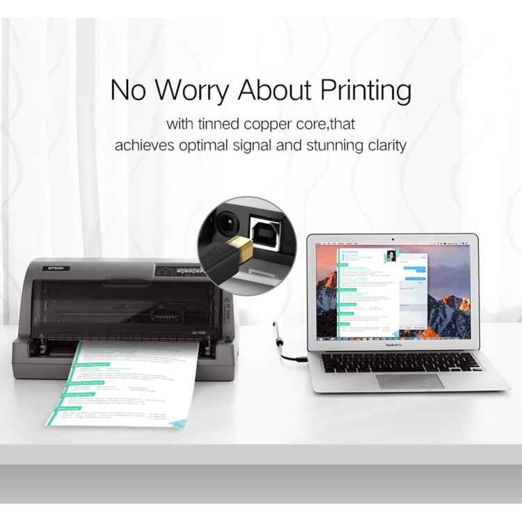 For Canon, Epson, HP, Cable Length: 1.5m, USB 2.0 Gold-plated (1.5m)