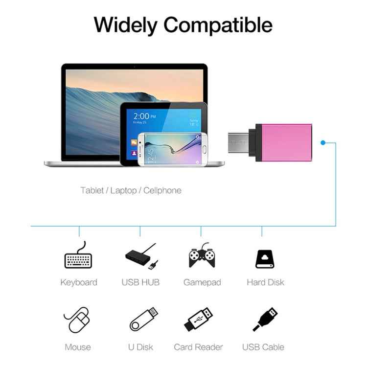 Aluminum Alloy USB-C / Type-C 3.1 Male to USB 3.0 Female Data / Charger Adapter
