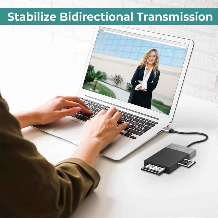 6 In 1 Multi-function Dual USB 3.0 + XQD + CF + TF + SD Card Reader