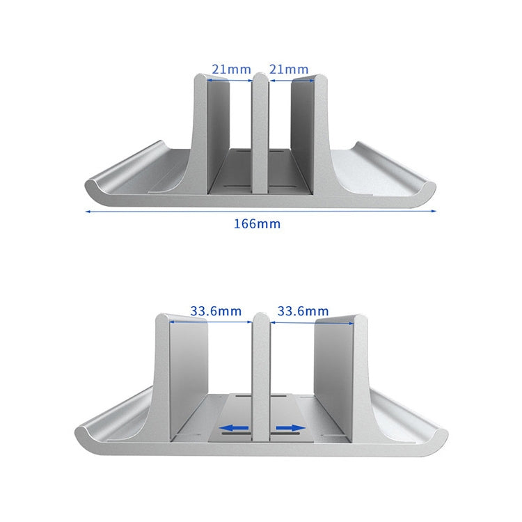 Universal Portable Aluminum Alloy Double Slot Width Adjustable Laptop Vertical Storage Stand Base, Double Slot Black
