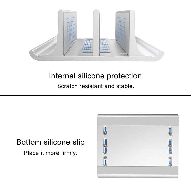 Universal Portable Aluminum Alloy Double Slot Width Adjustable Laptop Vertical Storage Stand Base