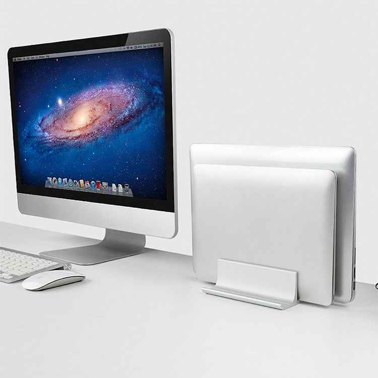 Universal Portable Aluminum Alloy Double Slot Width Adjustable Laptop Vertical Storage Stand Base