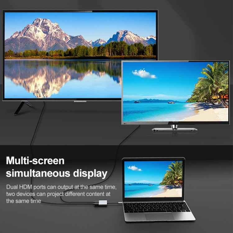 2 in 1 USB-C / Type-C to 2 x HDTV Ports HUB Adapter
