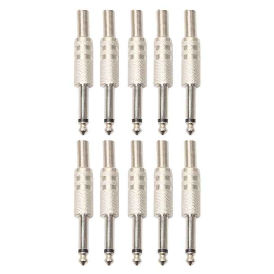 10 PCS 2 Pin 6.5mm Plug Zinc Alloy Welded Type Audio Connector 6.35 Audio Plug
