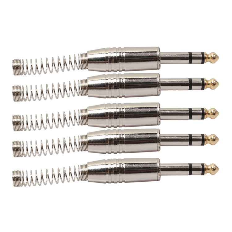5 PCS 6.35mm Metal Audio Plug Stereo Microphone Cord Plug