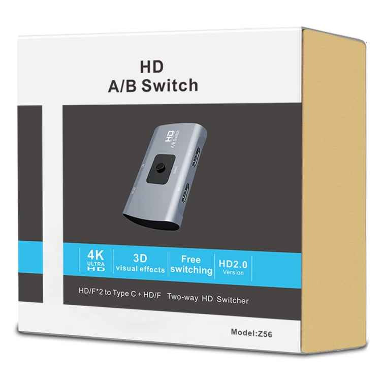 Z56 HD Female x 2 to USB-C / Type-C + HD Female Two Way HD Switcher