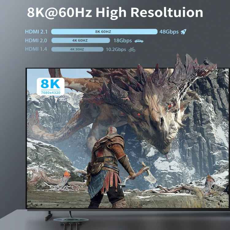 3 Port HDMI 8K Switcher Selector Box with Pigtail Cable