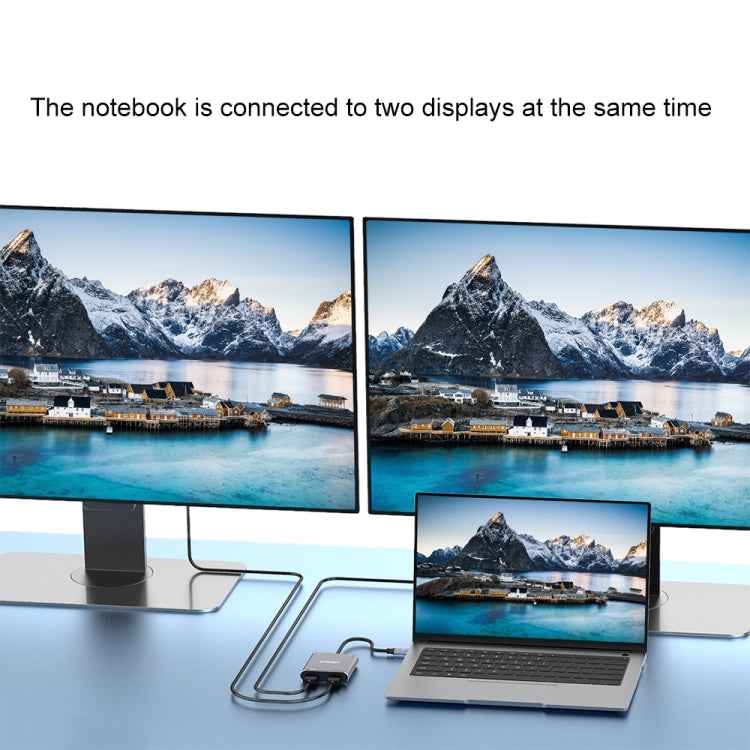 Onten 9175K 4 in 1 USB-C / Type-C to Dual HDMI + USB 3.0 + PD3.0 USB-C / Type-C Charging Port 4K HD Video Converter