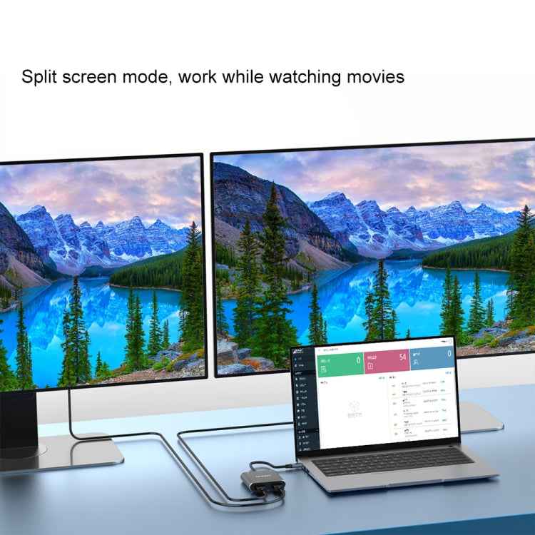 Onten 9175K 4 in 1 USB-C / Type-C to Dual HDMI + USB 3.0 + PD3.0 USB-C / Type-C Charging Port 4K HD Video Converter