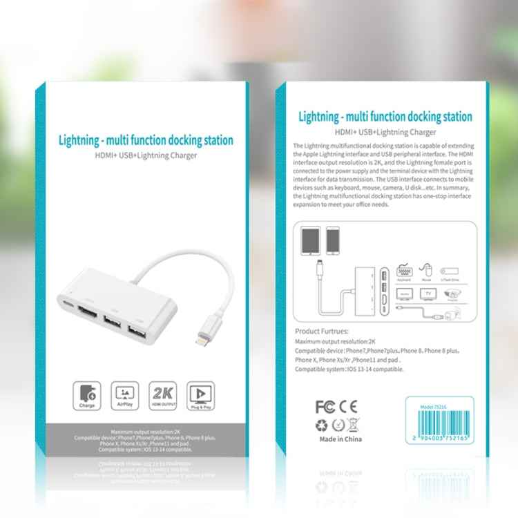 75215 5 in 1 8 Pin to HDMI + SD Card Slot + TF Card Slot + USB + 8 Pin Charging Port HD Video Converter