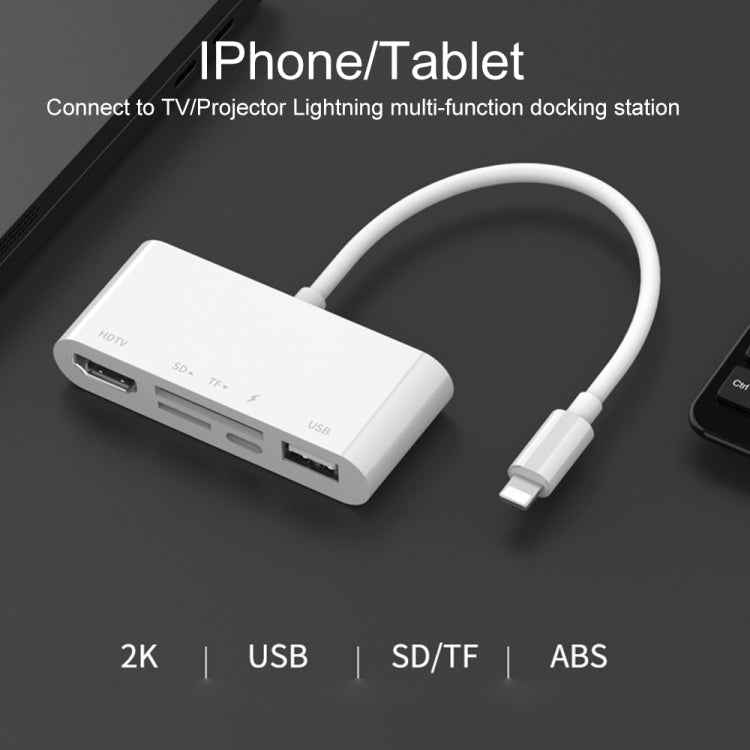 75215 5 in 1 8 Pin to HDMI + SD Card Slot + TF Card Slot + USB + 8 Pin Charging Port HD Video Converter
