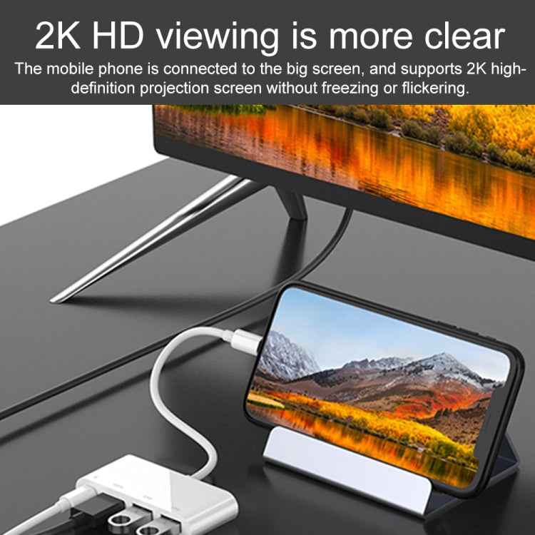 75216 4 in 1 8 Pin to HDMI + 8 Pin Charging + 2 USB Ports HD Video Converter