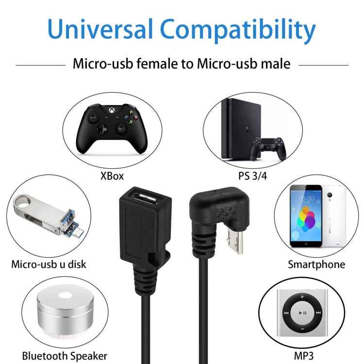 U-shaped Micro USB Male to Female Extension Cable