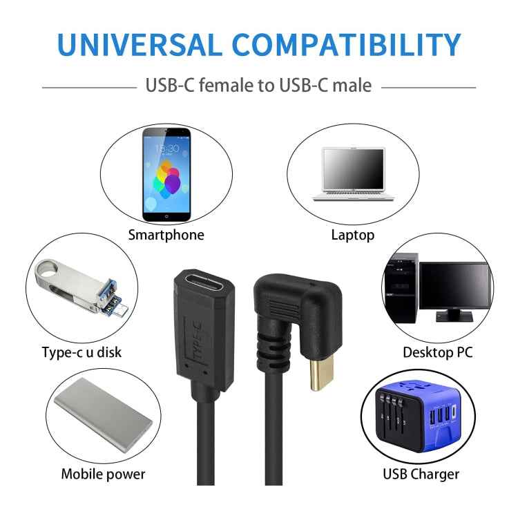 U-shaped USB-C / Type-C Male to Female Extension Cable