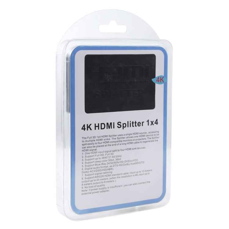3D 4K HDMI Splitter Box, 1 Input x 4 Output, USB Power Supply