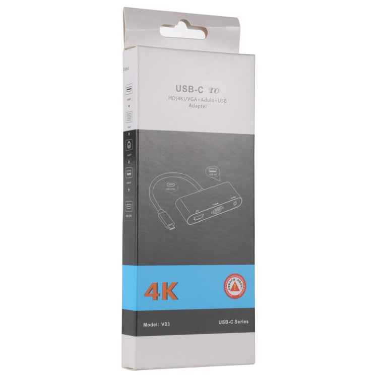 V83 USB-C / Type-C to 4K HDMI / VGA + 3.5mm Audio + USB Multi-function Adapter