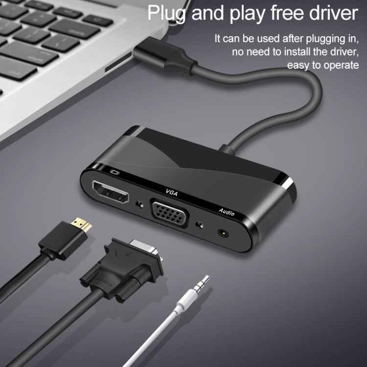 V83 USB-C / Type-C to 4K HDMI / VGA + 3.5mm Audio + USB Multi-function Adapter