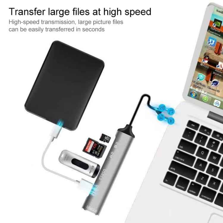 C-805 5 in 1 USB-C / Type-C to 3 USB 3.0 + TF / SD Card Reader Adapter