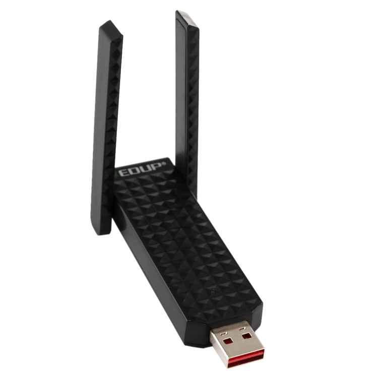 EDUP EP-AC1625 600Mbps 2.4G / 5.8GHz Dual Band Wireless 11AC USB 2.0 Adapter Network Card with 2 Antennas for Laptop / PC