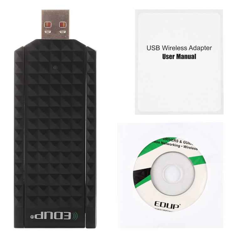 EDUP EP-AC1625 600Mbps 2.4G / 5.8GHz Dual Band Wireless 11AC USB 2.0 Adapter Network Card with 2 Antennas for Laptop / PC
