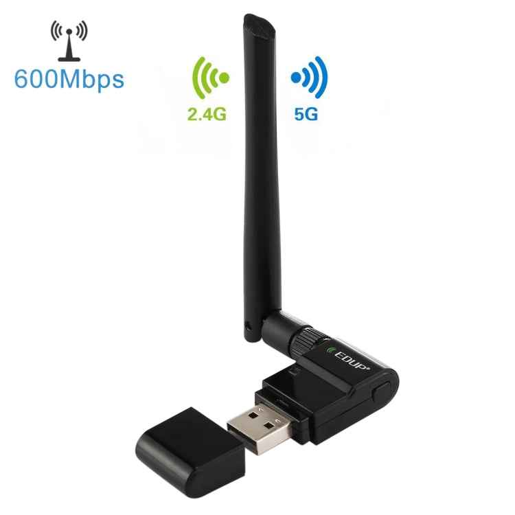 EDUP EP-AC1635 600Mbps Dual Band Wireless 11AC USB Ethernet Adapter 2dBi Antenna for Laptop / PC