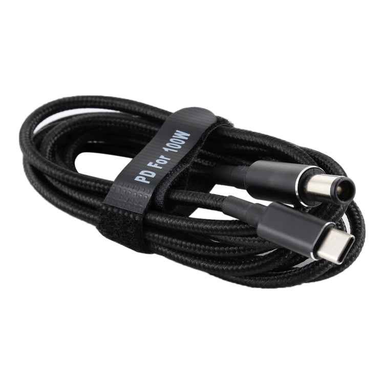 PD 100W 7.4 x 0.6mm Male to USB-C / Type-C Male Nylon Weave Power Charge Cable for HP, Cable Length: 1.7m