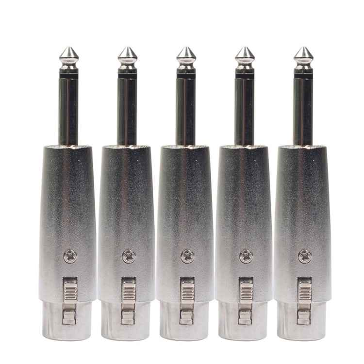 5 PCS LZ1167G 6.35mm Single Track Male Head to XRL Female Audio Adapter Plug (Black)