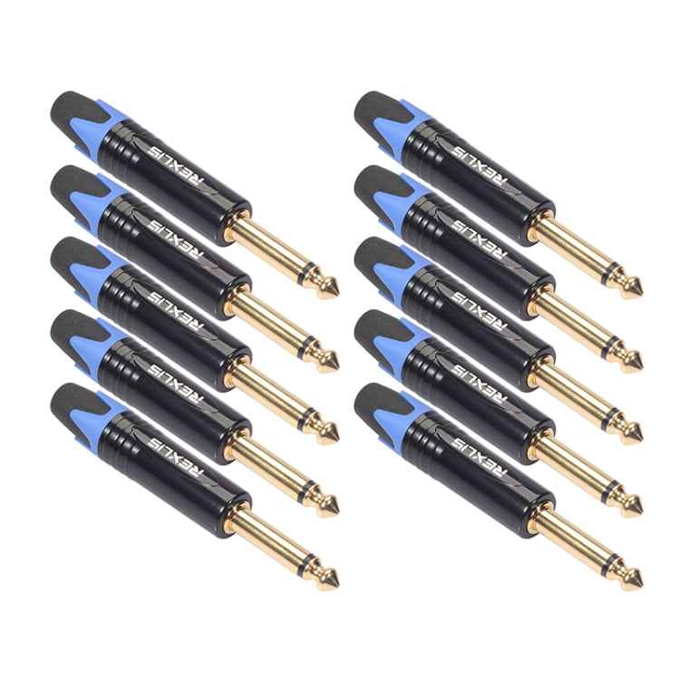 10 PCS TC202 6.35mm Gold-plated Mono Sound Welding Audio Adapter Plug