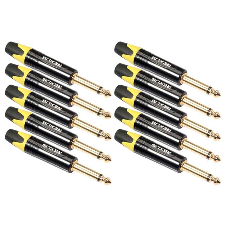 10 PCS TC202 6.35mm Gold-plated Mono Sound Welding Audio Adapter Plug