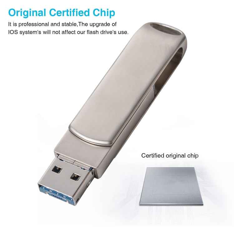 Richwell 3 in 1 16G Micro USB + 8 Pin + USB 3.0 Metal Rotating Push-pull Flash Disk with OTG Function