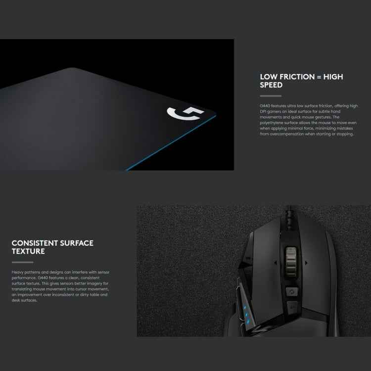 Logitech G440 Hard E-sport Gaming Mouse Pad, Size: 34 x 28cm
