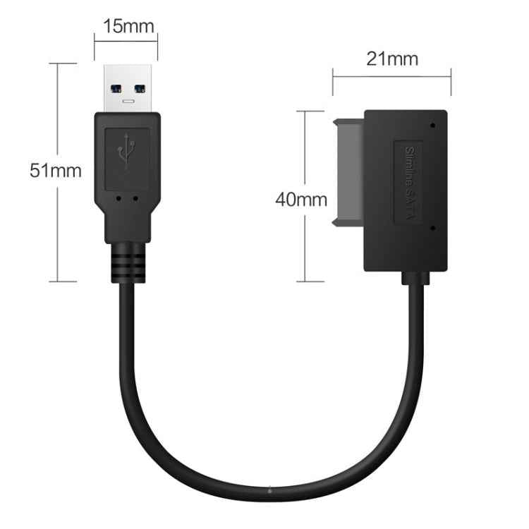 Professional USB 2.0 to 7+6Pin Slimline SATA Cable Adapter Indicator