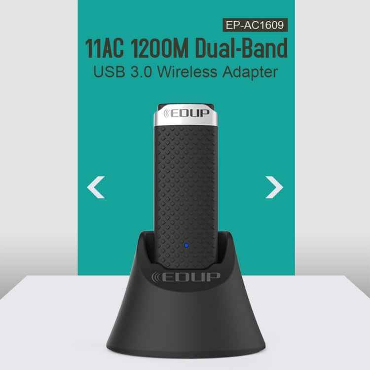 EDUP EP-AC1609 1200Mbps High Speed USB 3.0 WiFi Adapter Receiver Ethernet Adapter with 1m Extend Cable & Base