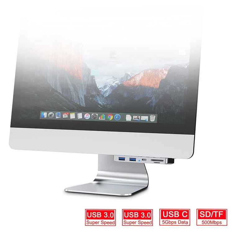 Rocketek For iMac Type-C / USB-C + Dual USB3.0 + SD / TF Multi-function HUB Expansion Dock, Type-C + Dual USB3.0 + SD / TF