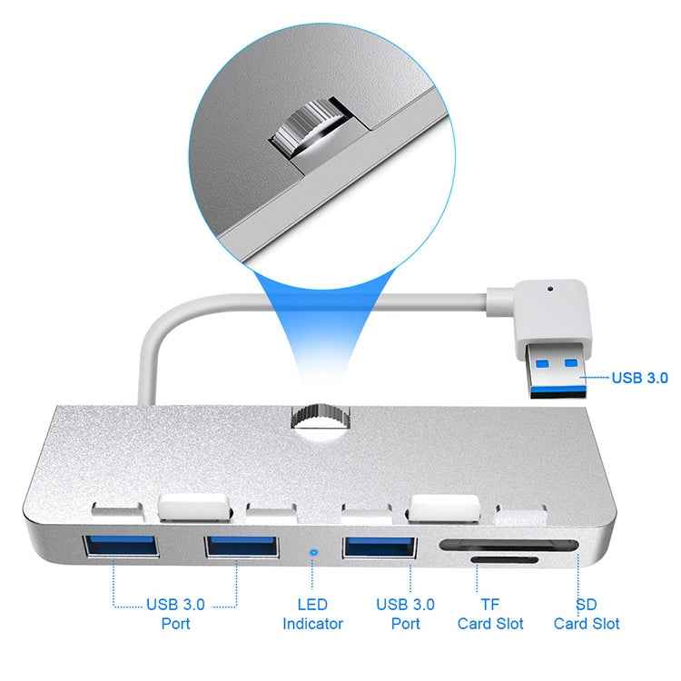Rocketek For iMac USB3.0 x 3 + SD / TF Multi-function HUB Expansion Dock