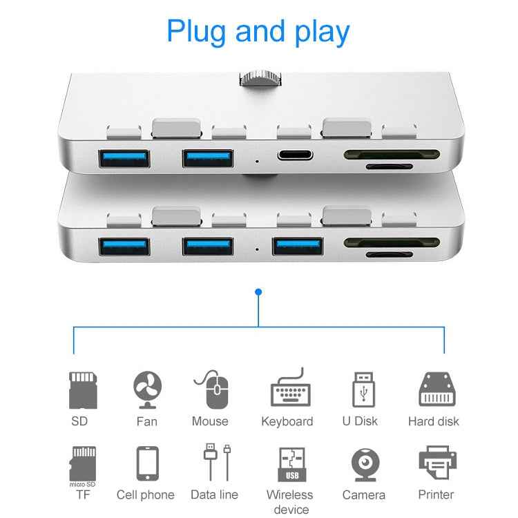 Rocketek For iMac USB3.0 x 3 + SD / TF Multi-function HUB Expansion Dock