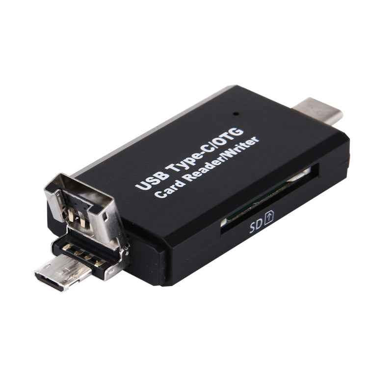 3 in 1 USB-C / Type-C 3.1 to USB 2.0 + Micro USB + SD(HC) + Micro SD Card Reader Adapter with OTG Function