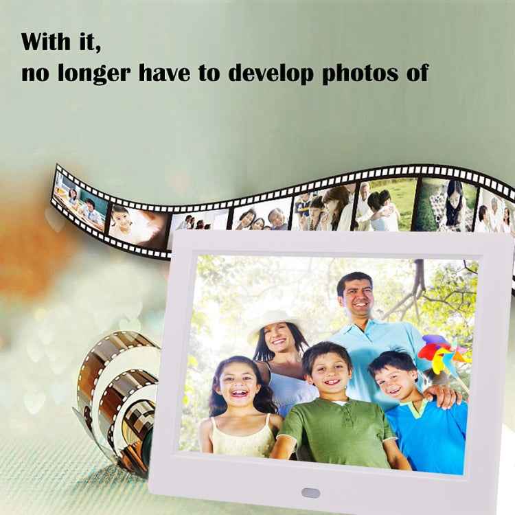 AC 100-240V 8 inch TFT Screen Digital Photo Frame with Holder & Remote Control, Support USB / SD Card Input