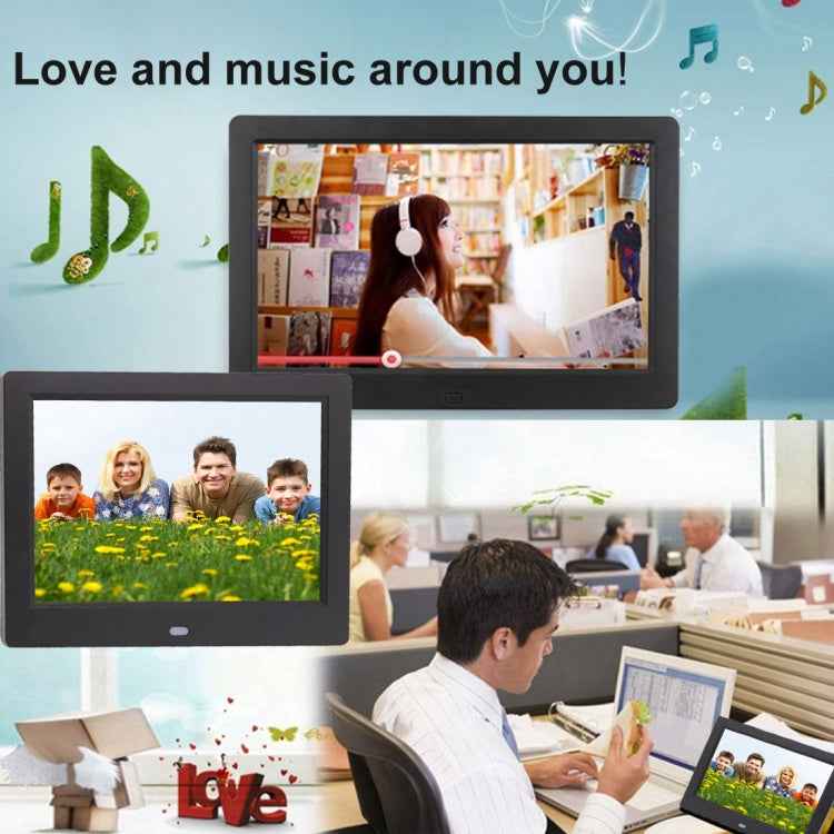 AC 100-240V 8 inch TFT Screen Digital Photo Frame with Holder & Remote Control, Support USB / SD Card Input