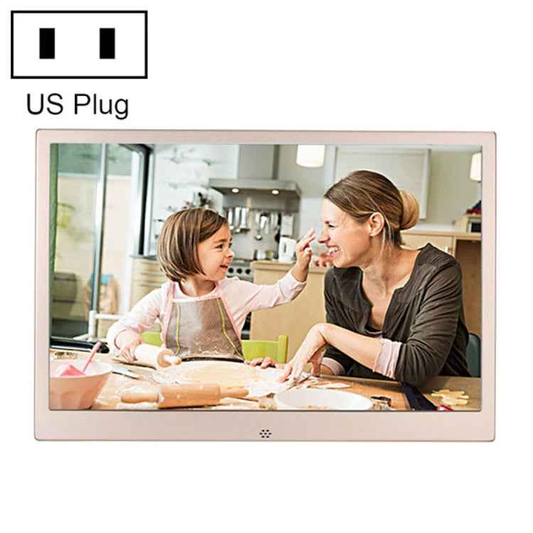 HSD1303 13.3 inch LED 1280x800 High Resolution Display Digital Photo Frame with Holder and Remote Control, Support SD / MMC / MS Card / USB Port, UK Plug(Gold)