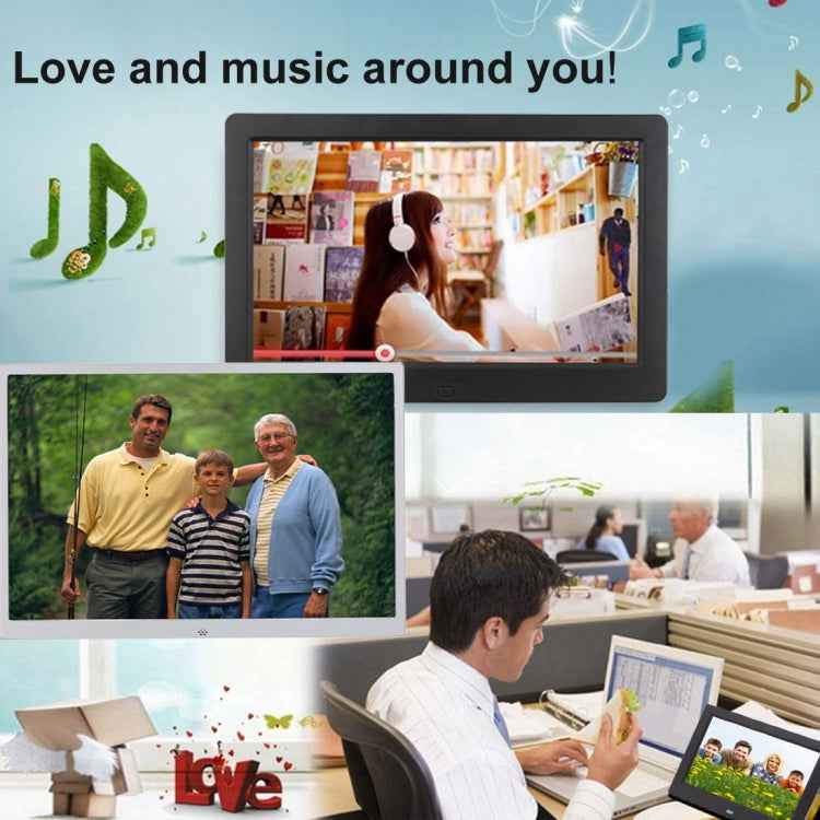 HSD1504 15.4 inch LED 1280x800 High Resolution Display Digital Photo Frame with Holder and Remote Control, Support SD / MMC / MS Card / USB Port, EU Plug(Gold)