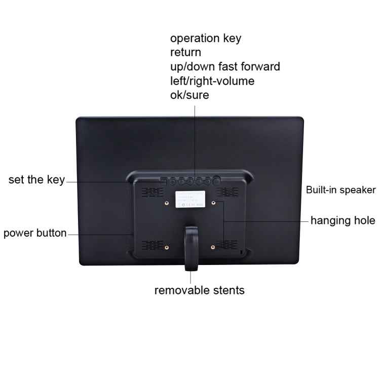 13 inch LED Display Digital Photo Frame with Holder & Remote Control, Allwinner F16, Support SD / MS / MMC Card and USB