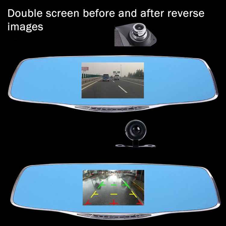 G835 HD 1080P 4.3 inch Screen Display Rearview Mirror Vehicle DVR, Generalplus 2248, 2 Cameras 170 Degree Wide Angle Viewing, Support HDR Recording / Motion Detection Function