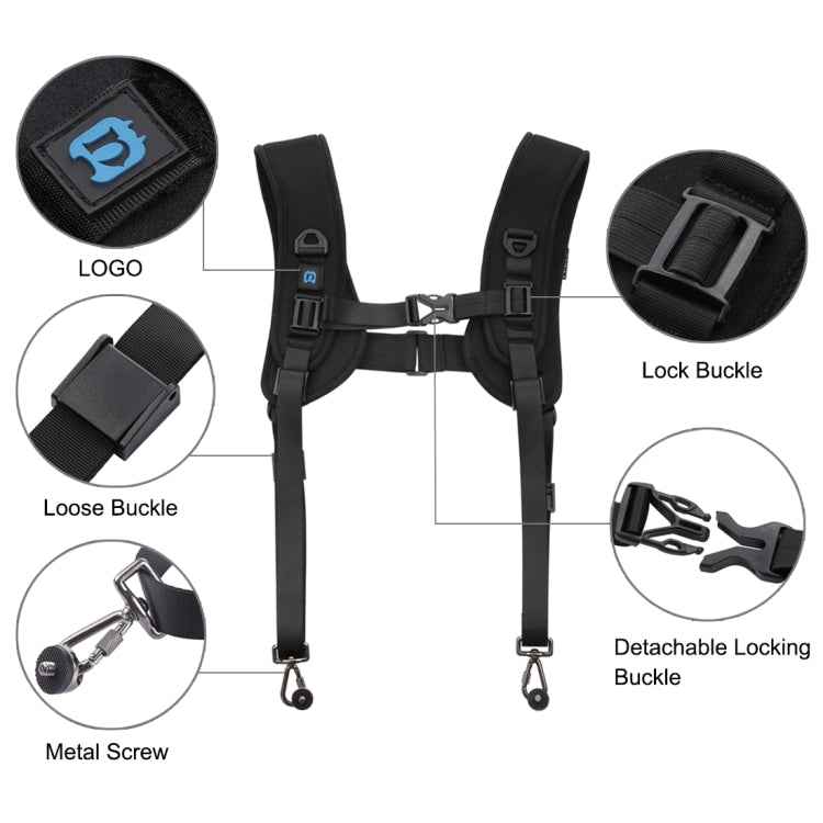 PULUZ 2 in 1 Multi-functional Bundle Waistband Strap + Double Shoulders Strap Kits with Hook for SLR / DSLR Cameras, 2 in 1 Kits