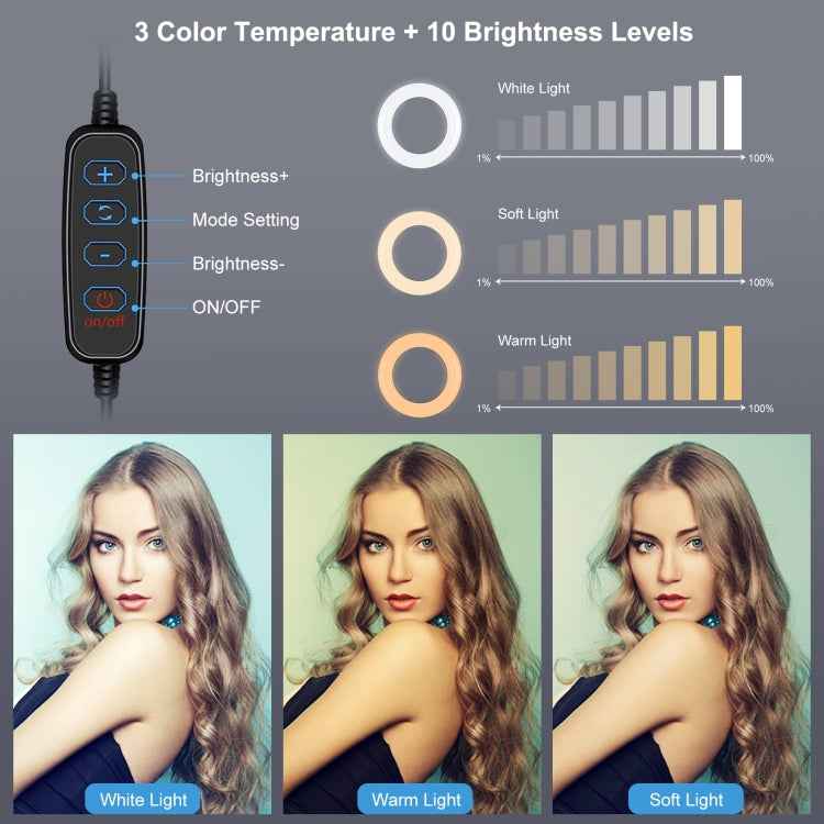 PULUZ 4.7 inch 12cm Ring Light Horizontal Dual Phone Brackets Desktop Holder Video Light Kits